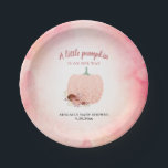 Peach & Rose Gold Glitter Pumpkin Baby Shower Paper Plate<br><div class="desc">This autumn baby shower paper plate features an elegant graphic of a pumpkin accented with watercolor flowers and peach and rose gold glitter.</div>