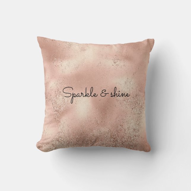Peach Rose Gold Glitzy Glitter      Throw Pillow (Front)