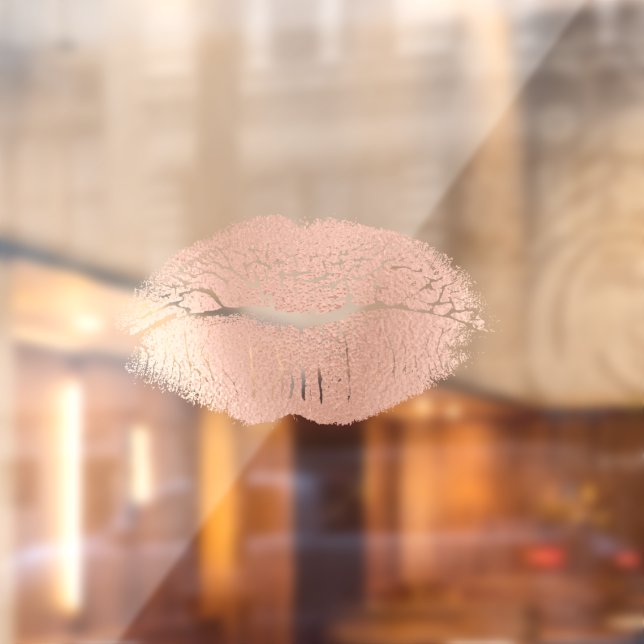 Peach Rose Gold Lips Kiss Window Cling (Sheet 2)