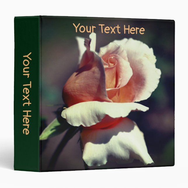 Peach Rose In Sunlight Floral Personalized Binder (Front/Spine)
