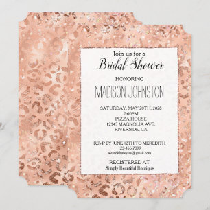 Peach Rose Leopard Glitz Invitation