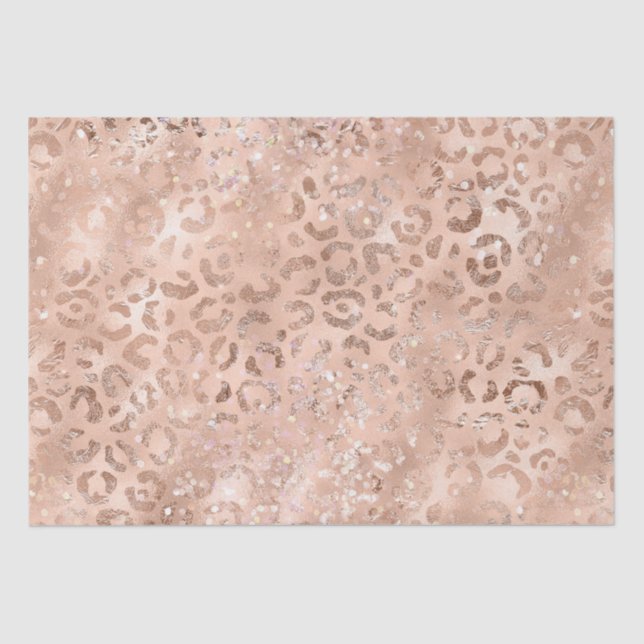 Peach Rose Leopard Glitz Tissue Paper (Front)