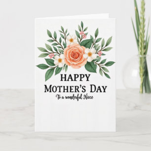 Peach Rose Niece Day Wish Card
