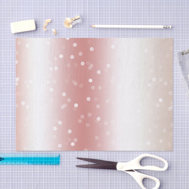 Peach Rose Ombre Gold Bokeh Dots Christmas Tissue Paper (Craft)