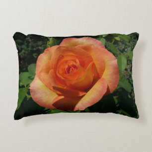 Peach Rose Orange Floral Photography Decorative Pillow
