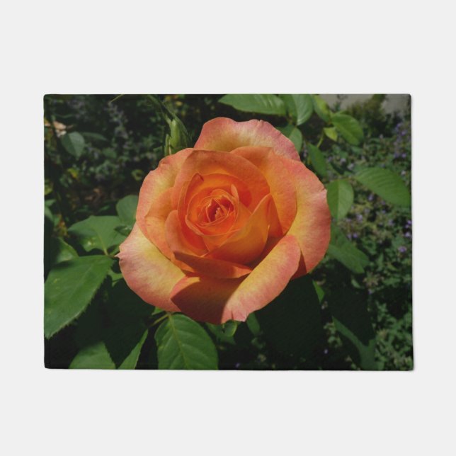 Peach Rose Orange Floral Photography Doormat (Front)