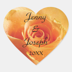 Peach Rose Personalized Wedding Sticker