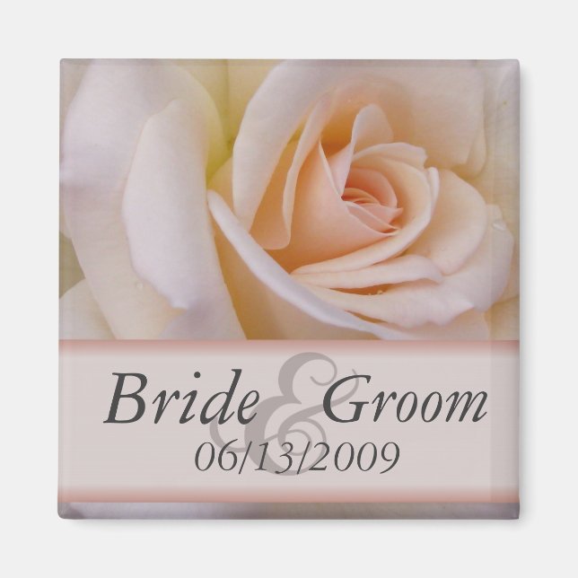 Peach rose save the date magnets - Customized (Front)