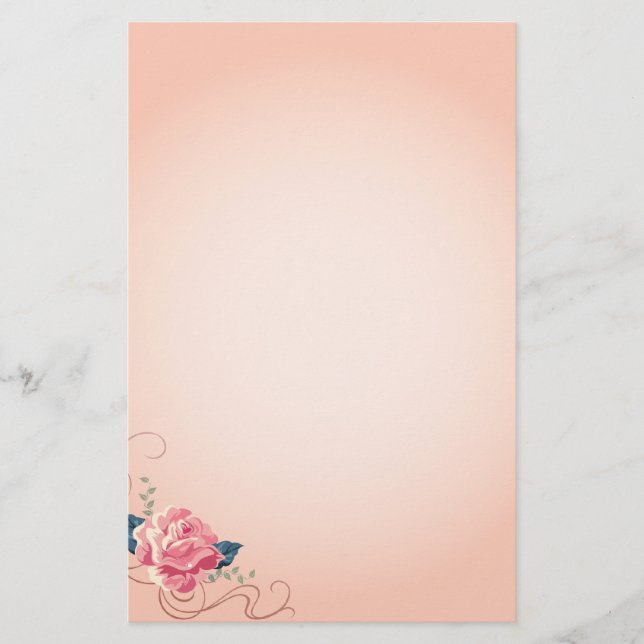 Peach Rose Stationary Stationery (Front)