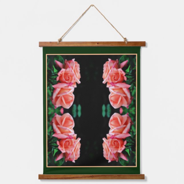 Peach Rose Trio Abstract Art  Hanging Tapestry (Front)
