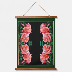 Peach Rose Trio Abstract Floral Art Hanging Tapestry