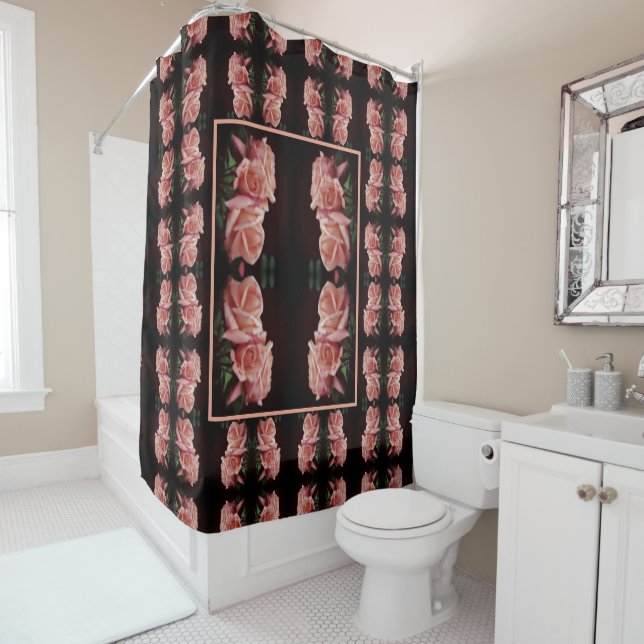 Peach Rose Trio Abstract Floral Vintage (In Situ)