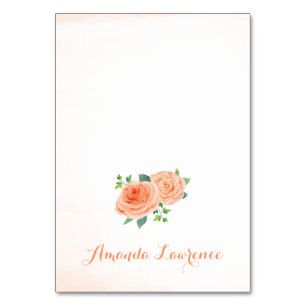 Peach Rose Watercolor Personalized Place Cards