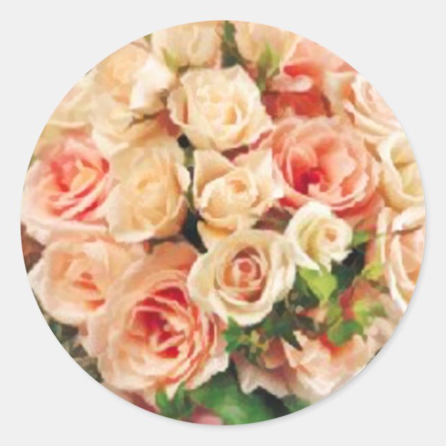 Peach Rose Wedding Bouquet Stickers (Front)