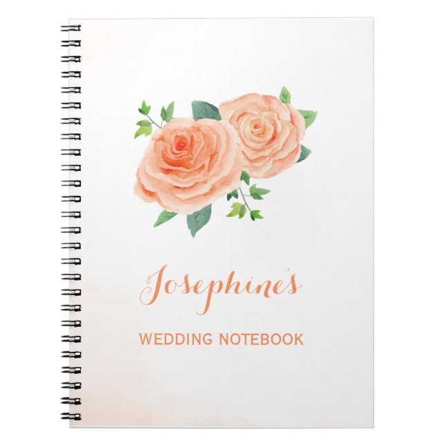 Peach Rose Wedding Planning Notebook (Front)