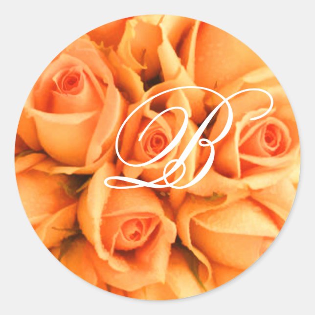Peach Rose Wedding Sticker Template (Front)