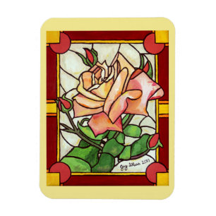Peach Rose Window - Magnet