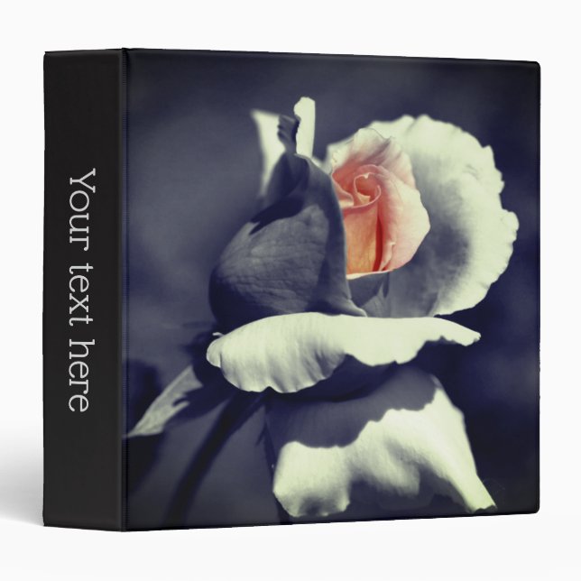 Peach Rosebud Black White Partial Personalized Binder (Front/Spine)