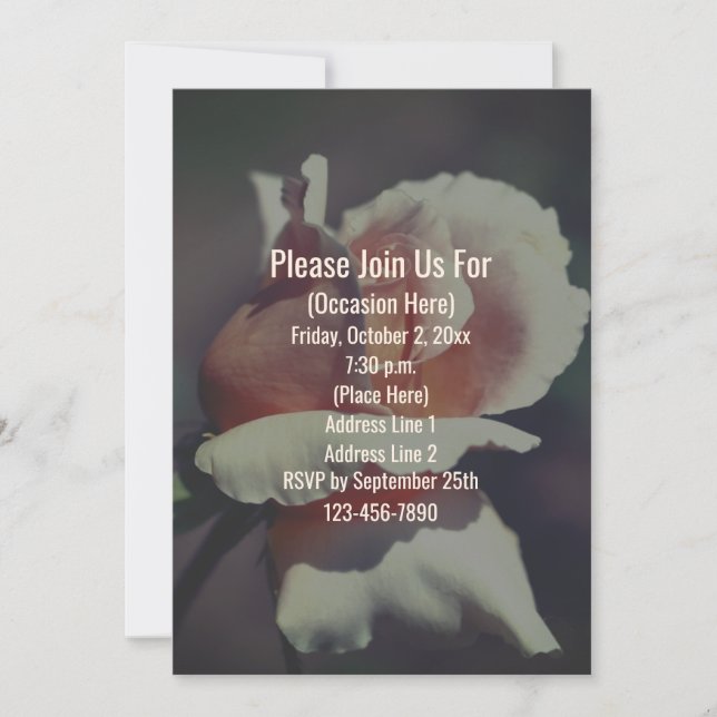 Peach Rosebud Floral Invitation (Devant)
