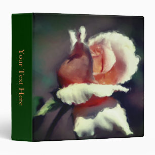 Peach Rosebud Painting Floral Art Personalized Binder