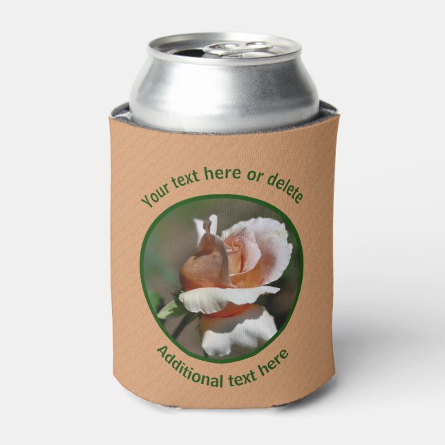 Peach Rosebud Personalized Can Cooler (Can Front)