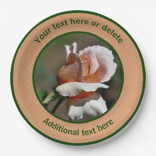 Peach Rosebud Personalized Party Paper Plate