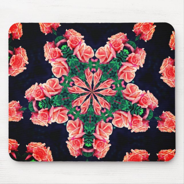 Peach Rosebuds Abstract Flower Art Mouse Pad (Front)