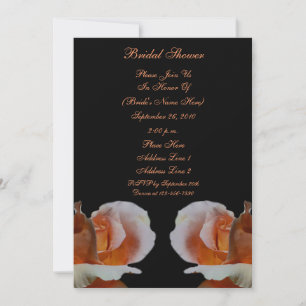 Peach Rosebuds Black Floral Bridal Shower  Invitation