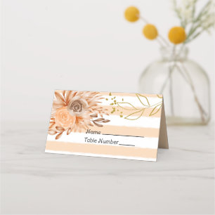 Peach Roses and Stripes Name Card