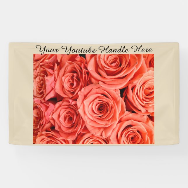 Peach Roses Backdrop vlogging Youtube Selfies Banner (Horizontal)