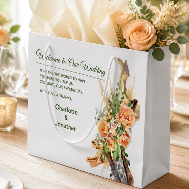 Peach Roses & Driftwood Wedding Gift Bag (Creator Uploaded)