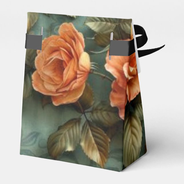 Peach Roses Favor Box (Back Side)