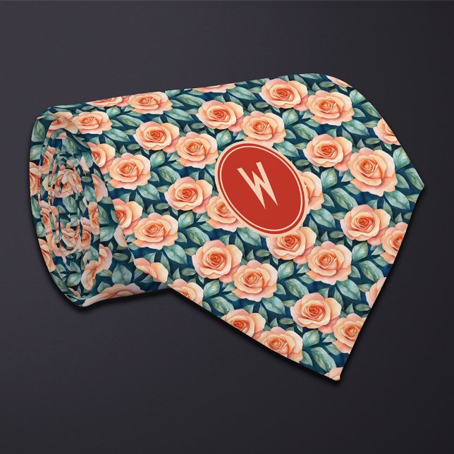 Peach Roses Floral  Tie (Creator Uploaded)