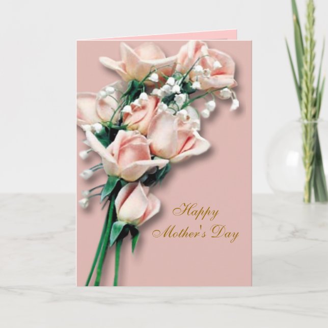Peach Roses Mother's Day Card (Front)
