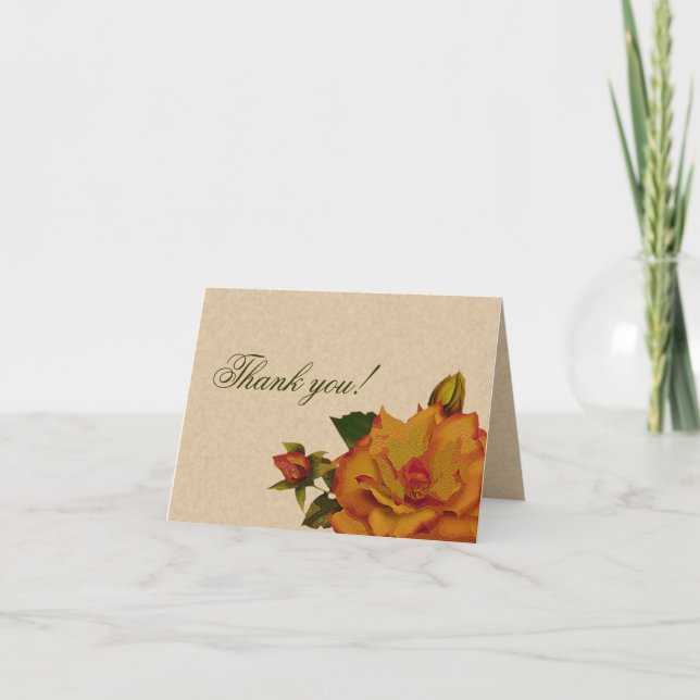 Peach Roses Thank You Card (Front)