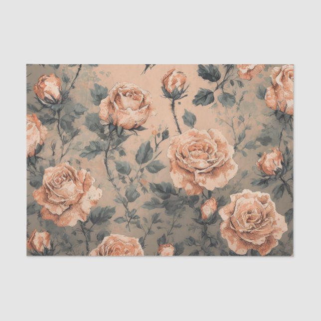 Peach Roses Tissue Paper (Front)