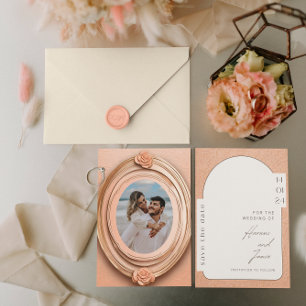 Peach Roses with Lace Invitation