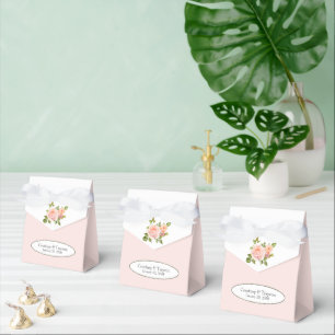 Peach Roses with White Favor Box