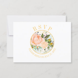 Peach Roses Yellow Rosebuds Circular Frame RSVP