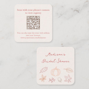 Peach Rust Fall Bridal Shower QR Code RSVP Enclosure Card