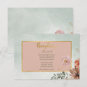 Peach & Rust Flowers on Green Details Enclosure Card