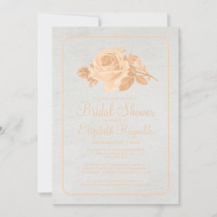 Peach Rustic Floral/Flower Bridal Shower Invites