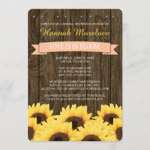 PEACH RUSTIC SUNFLOWER BRIDAL SHOWER INVITE