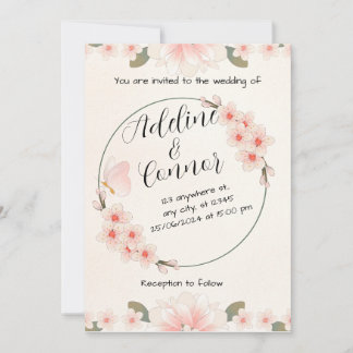 Peach Rustic Wedding Invitations