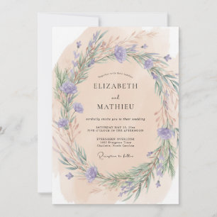 Peach Rustic Wildflower Wedding Invitation
