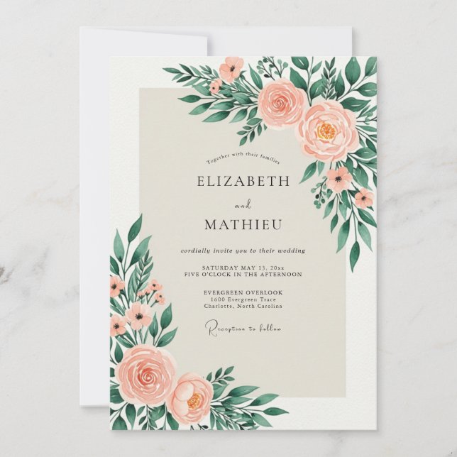 Peach Sage Alluring Spring Wedding Invitation (Front)