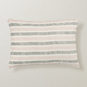 Peach Sage Green Minimalist Stripe Boho Accent Pillow