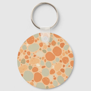 Peach Sage Green Pebble Pattern Abstract Organic  Keychain