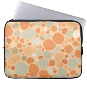 Peach Sage Green Pebble Pattern Abstract Organic  Laptop Sleeve