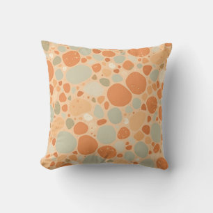 Peach Sage Green Pebble Pattern Abstract Organic Throw Pillow